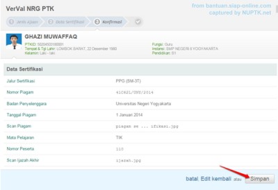 Konfirmasi data sertifikasi