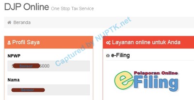 menu layanan djp online